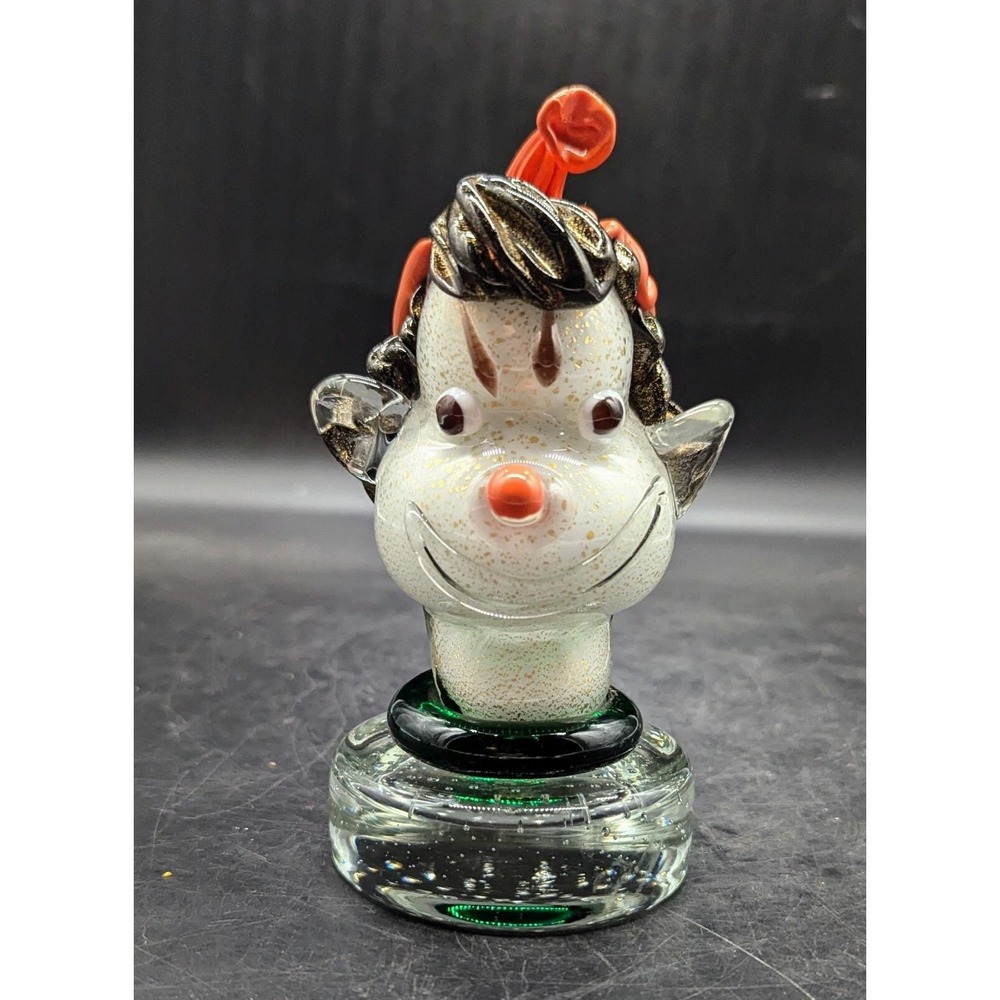 1950s Alfredo Barbini Italian Art Glass Murano Clown Sculpture Paperweight 6"